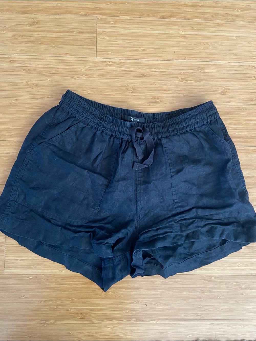 Quince Black Linen Shorts